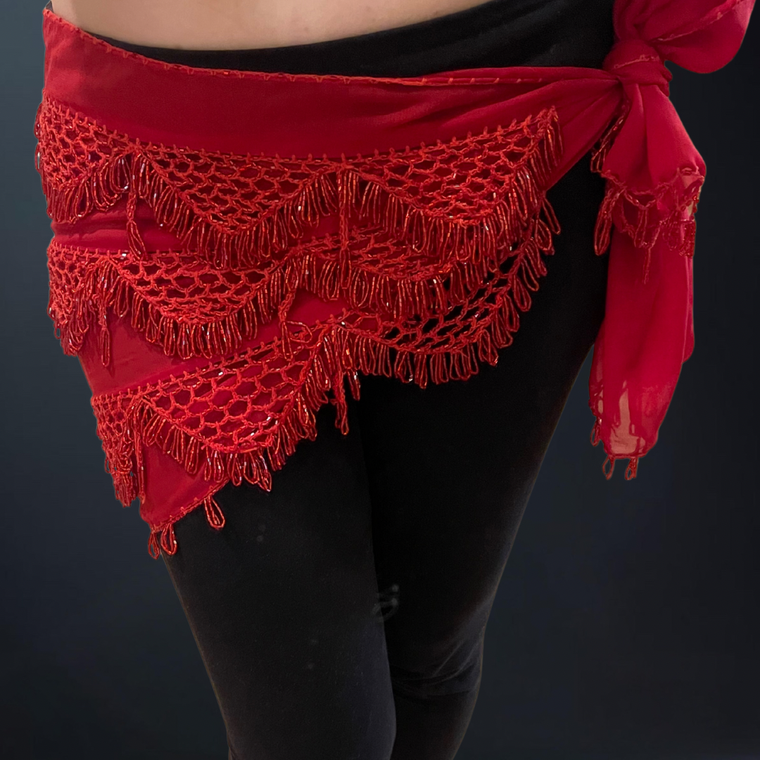 Ceinture rouge perlée