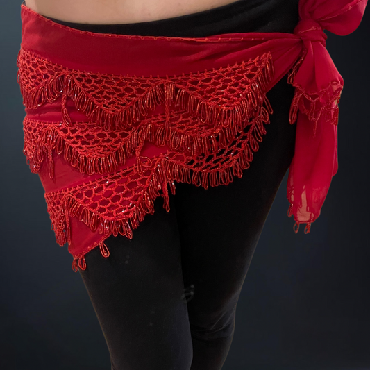 Ceinture rouge perlée