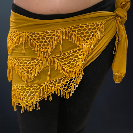 Ceinture perlée moutarde