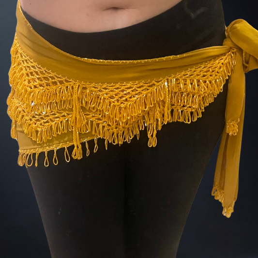 Ceinture perlée moutarde