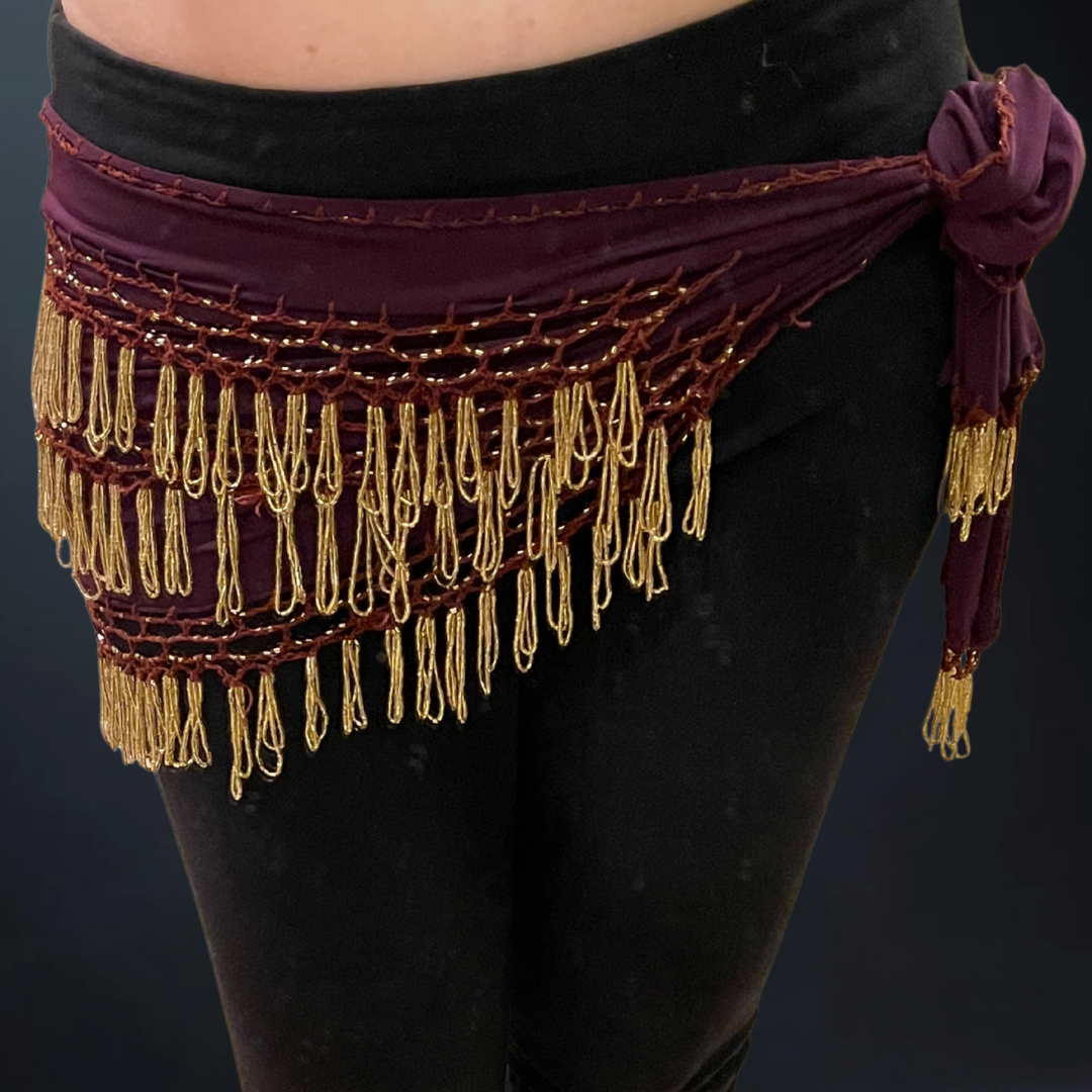 Ceinture perlée mauve